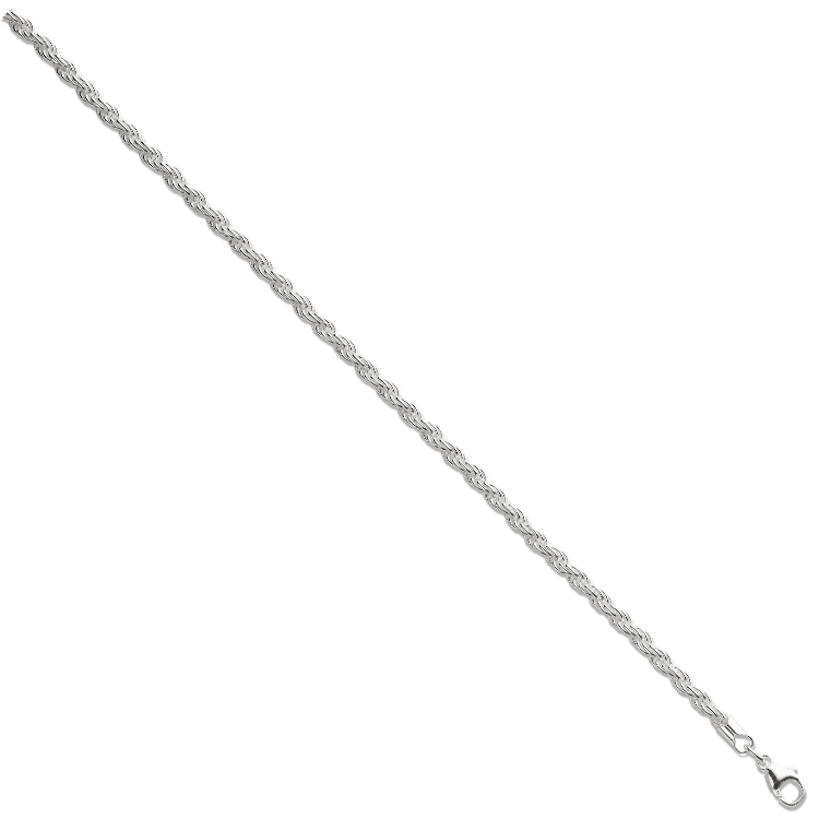 Sterling Silver Ladies 3mm Rope Bracelet