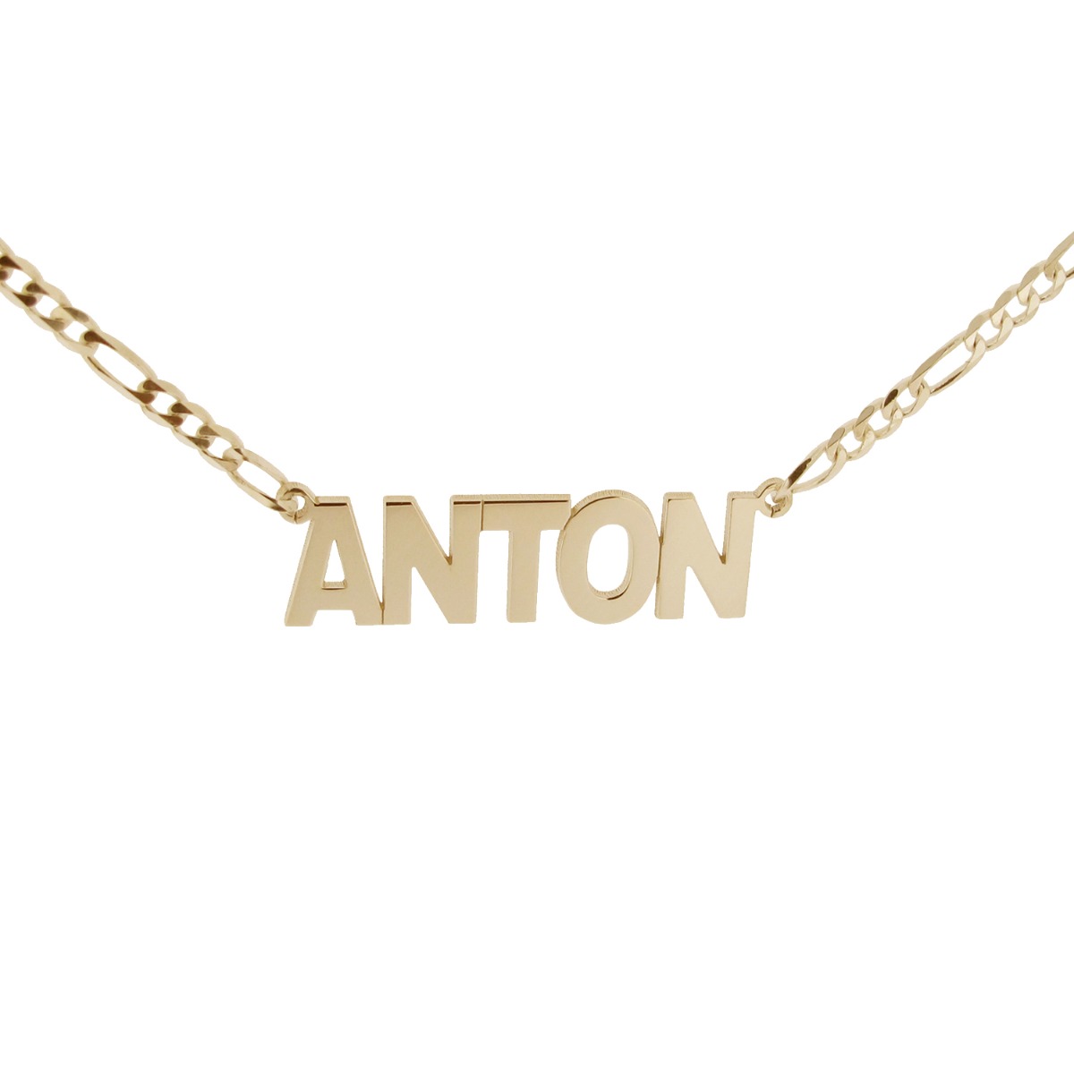 9ct Yellow Gold Plated Mens Block Style Personalised Name Necklace