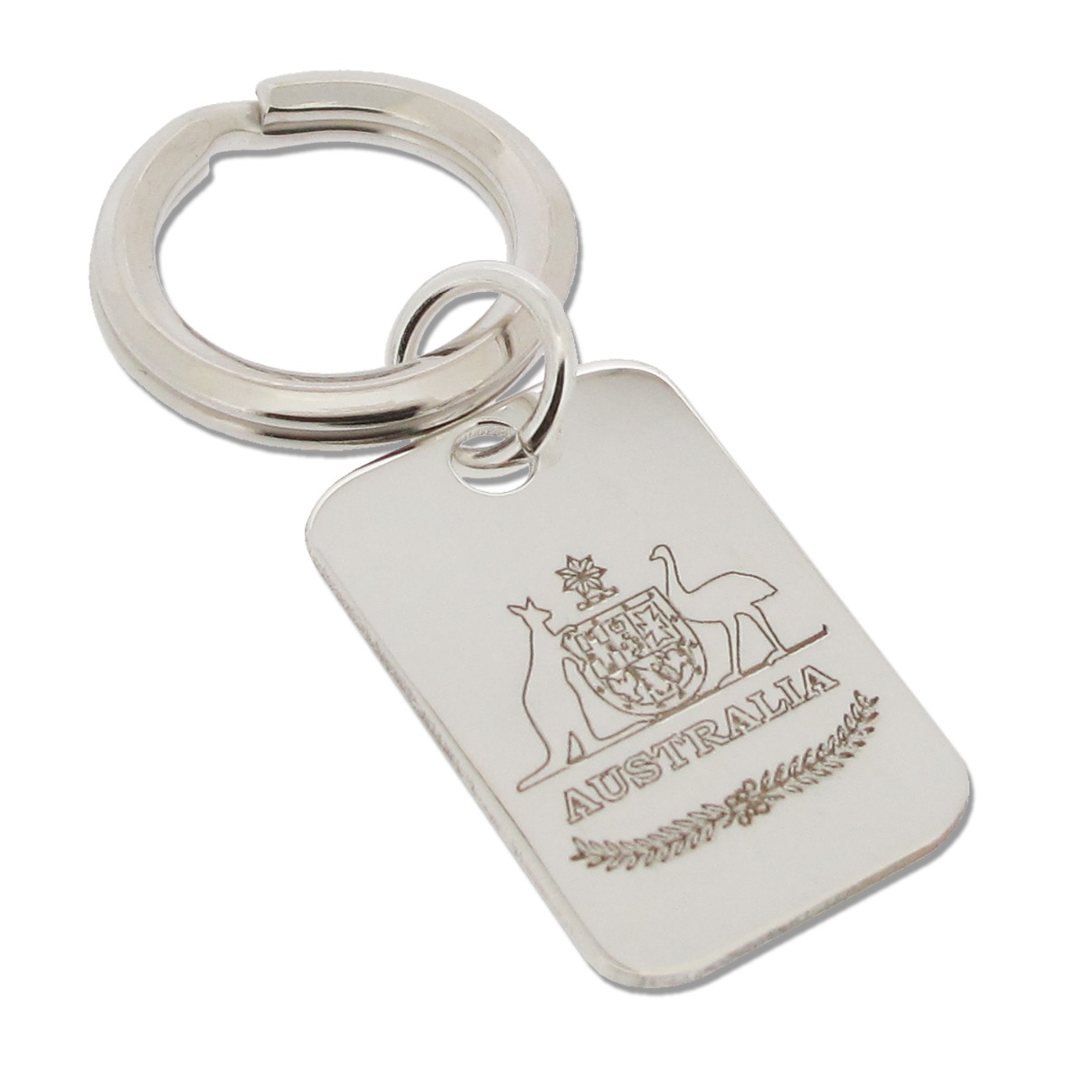 Sterling Silver Rectangle Australia Keyring With Optional Engraving