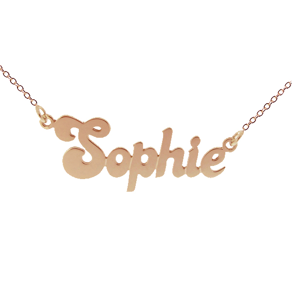 9ct Rose Gold Banana Split Style Personalised Name Necklace