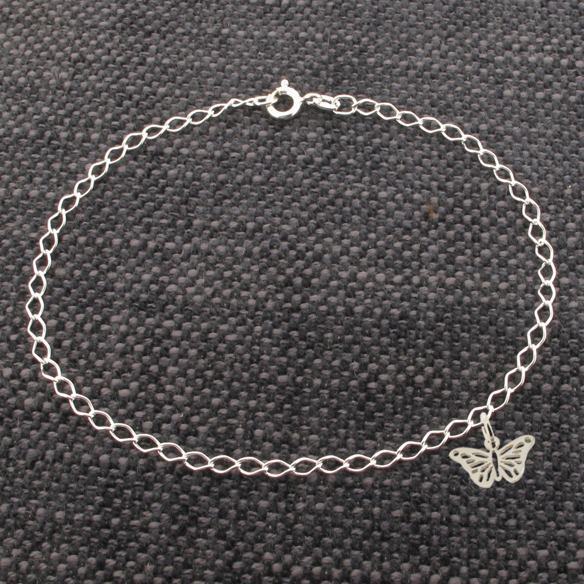 Sterling Silver Anklet With Butterfly Charm