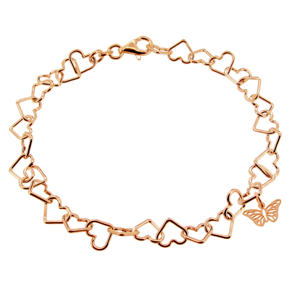 9ct Rose Gold Plated Anklet With Butterfly Charm