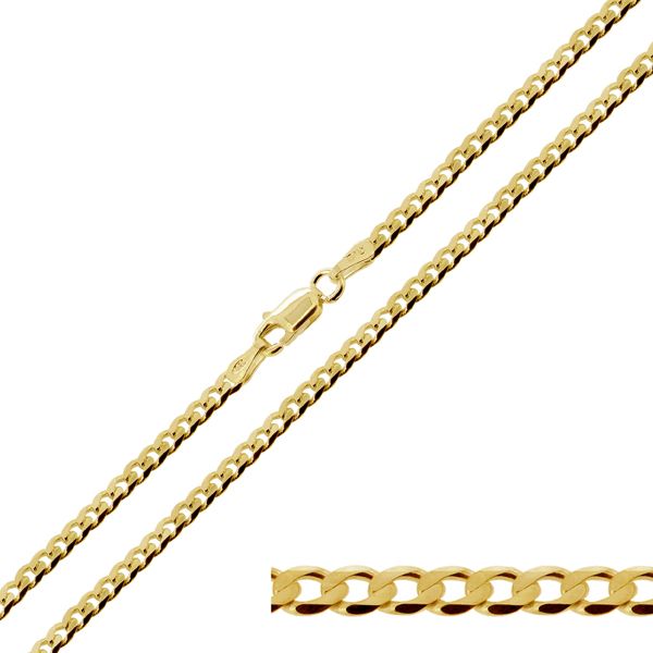 Yellow Gold Plated 3.2mm Diamond Cut Curb Chain