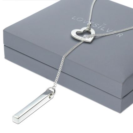 Sterling silver sale engraved bar necklace