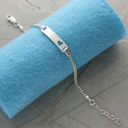 Sterling Silver Baby and Childrens Heart ID Bracelet With Optional Engraving