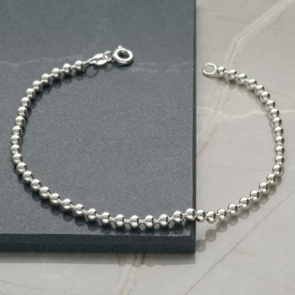 Sterling Silver 3mm Bead Anklet