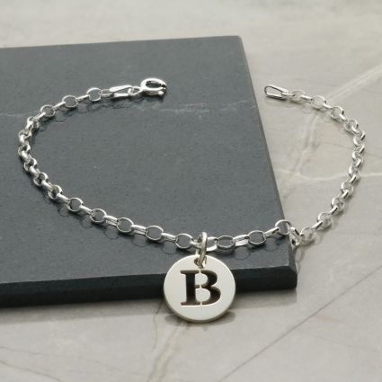 Sterling Silver Anklet With Chain Style Choice & Initial Charm