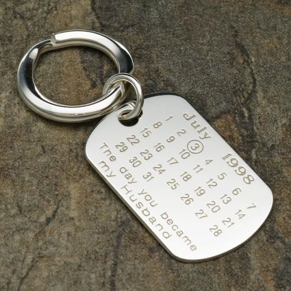 Sterling Silver Special Date Husband Keyring With Optional Engraving