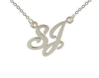 9ct White Gold Carrie Style Double Initial Pendant
