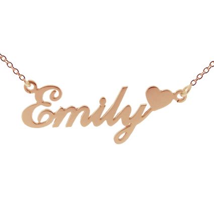 9ct Rose Gold Plated Carrie Style Personalised Name Necklace with Heart