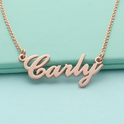 9ct Rose Gold Plated Carrie Style Personalised Name Necklace (Sex & The City)