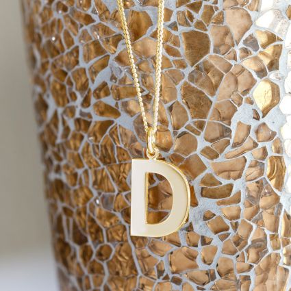 9ct Yellow Gold Plated Block Initial Pendant