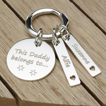 Sterling Silver Daddy Keyring With Personalised Tags