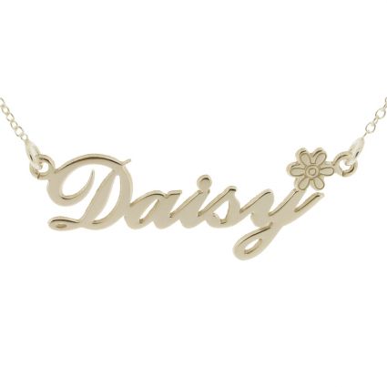 Sterling Silver Carrie Style Personalised Name Necklace with Daisy