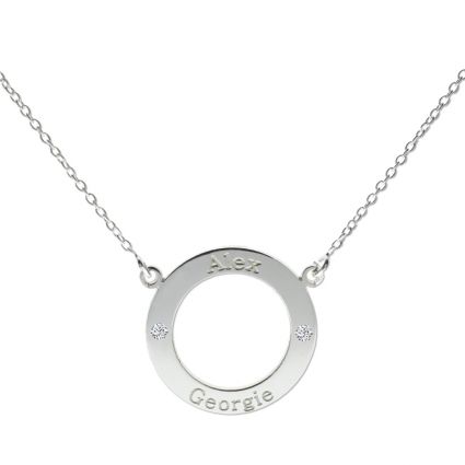 Sterling Silver Personalised Ring Pendant With Crystal 