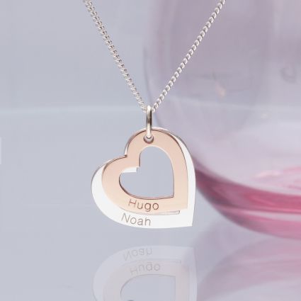 9ct Gold Plated Personalised Hearts Necklace