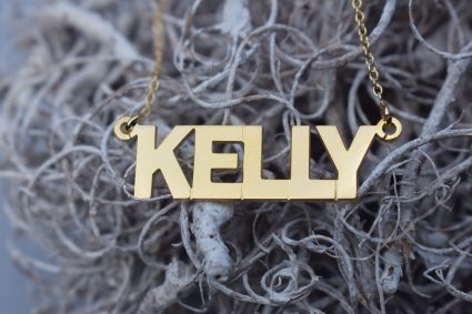 9ct Yellow Gold Plated Block Style Personalised Name Necklace