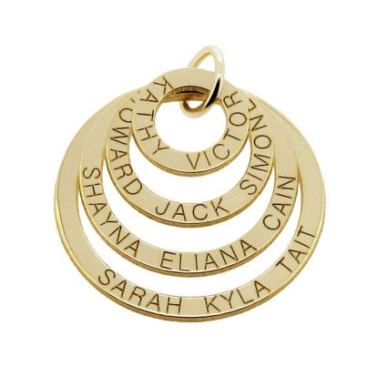 9ct Gold Plated Four Disc Family Pendant Necklace