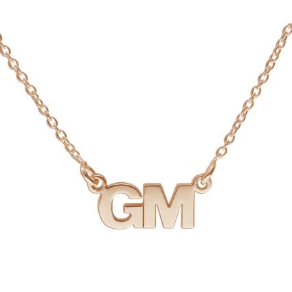 9ct Yellow Rose Plated Block Style Double Initial Pendant