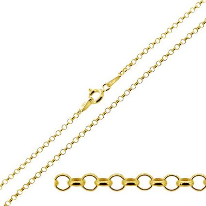 9ct Yellow Gold Plated on Sterling Silver 2mm Belcher Chain