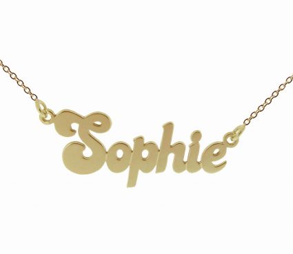 9ct Yellow Gold Plated Banana Split Style Personalised Name Necklace