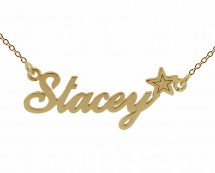 9ct Yellow Gold Plated Carrie Style Personalised Name Necklace with Star