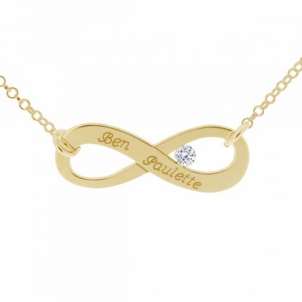 9ct Yellow Gold Plated Infinity Necklace With CZ Crystal