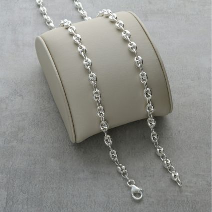 Sterling Silver 4mm Coffee Bean Chain