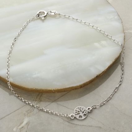 Sterling Silver Tree Of Life Anklet