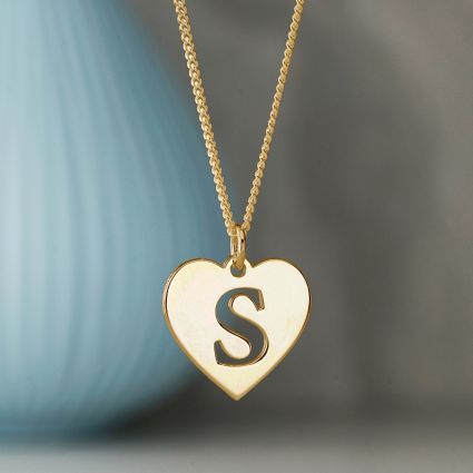 9ct Yellow Gold Initial Heart Pendant