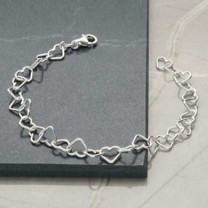 Sterling Silver Heart Link Anklet