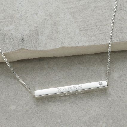 Horizontal name bar clearance necklace