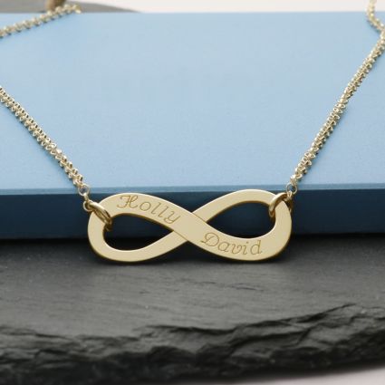 Yellow Gold Plated Infinity Necklace in Gift Box