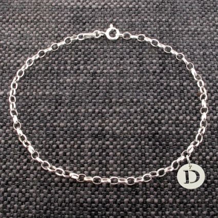 Sterling Silver Charm Bracelet With Initial Charm