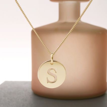 9ct Yellow Gold Initial Disc Pendant