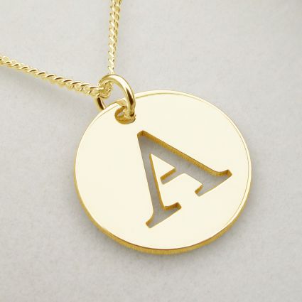 9ct Yellow Gold Initial Disc Pendant