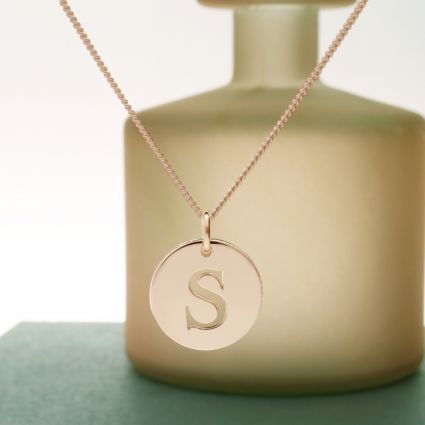 9ct Rose Gold Plated Initial Disc Pendant