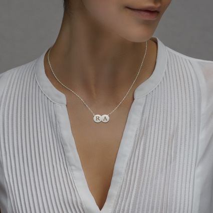 Sterling silver double initial necklace online