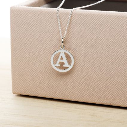 Sterling Silver Round Initial Disc Pendant