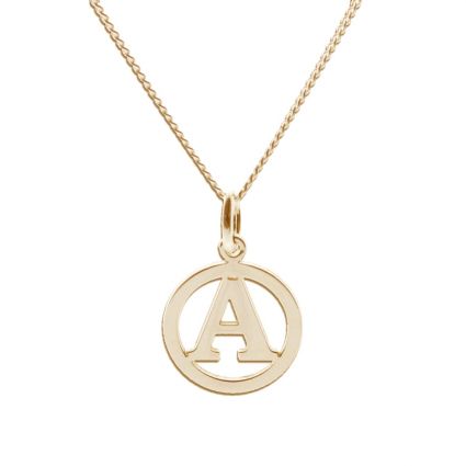 9ct Yellow Gold Round Initial Disc Pendant