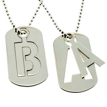 Sterling Silver Cut Out Initial Dog Tag