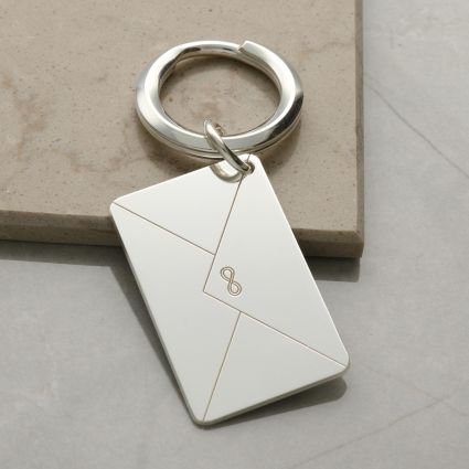 Sterling Silver Engraved Envelope Keyring