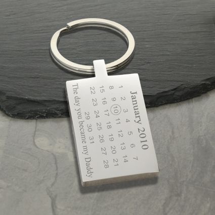 Mirror Polished Special Date Calendar Rectangle Keyring