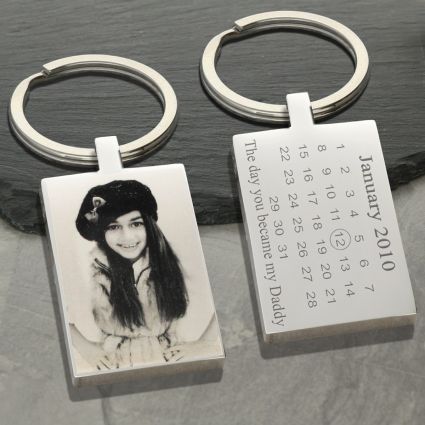 Mirror Polished Special Date Calendar & Photo Engraved Keyring