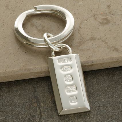 Sterling Silver Heavy Hallmarked Ingot Keyring With Optional Engraving
