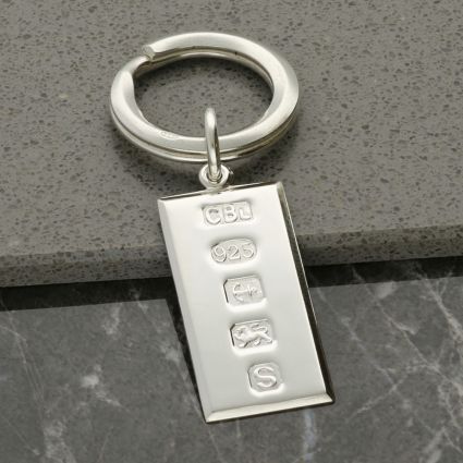Sterling Silver Large Hallmarked Ingot Keyring With Optional Engraving