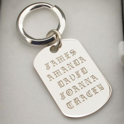 Sterling Silver Personalised Old English Keyring With Optional Engraving
