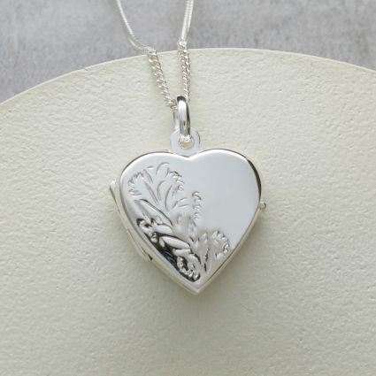 Sterling Silver Pattern Set Heart Locket With Optional Engraving