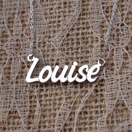 9ct White Gold Challenge Style Personalised Name Necklace