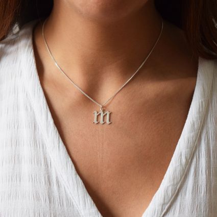 Vintage silver initial necklace sale